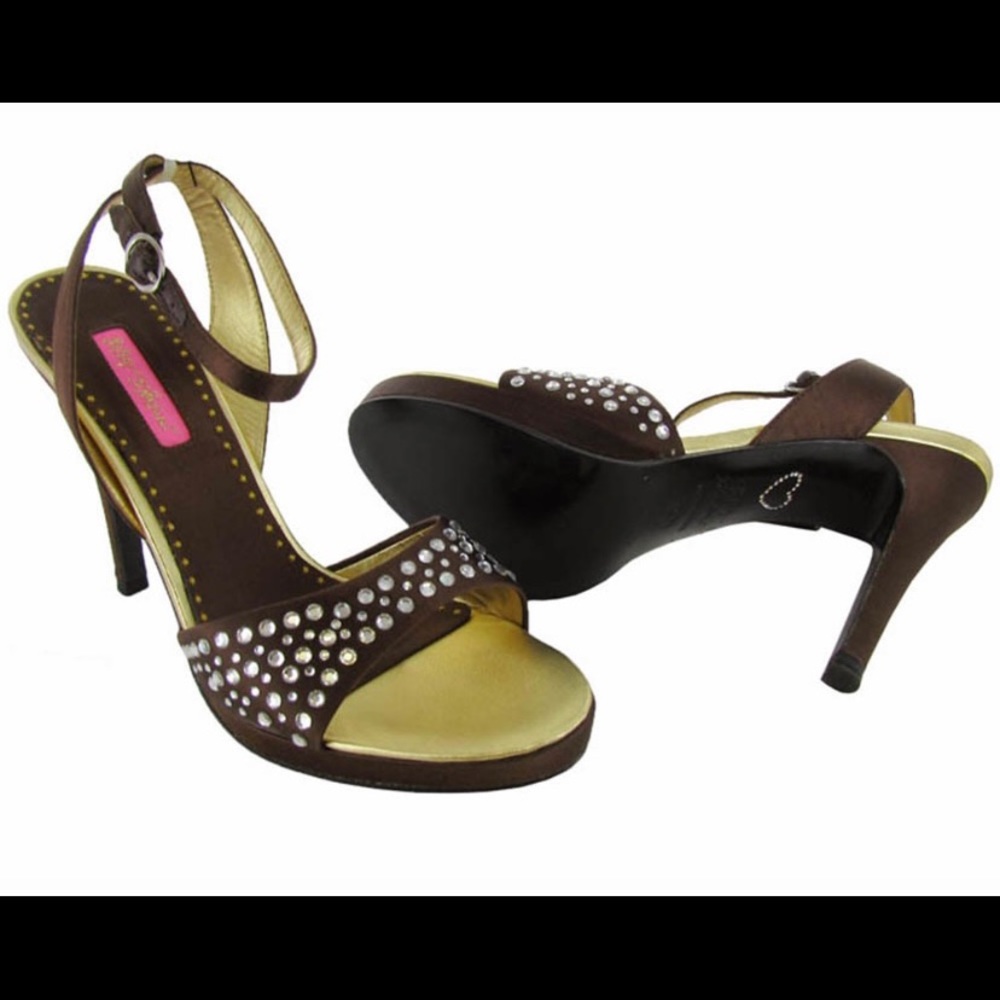 Betsy Johnson Cristie black satin heels